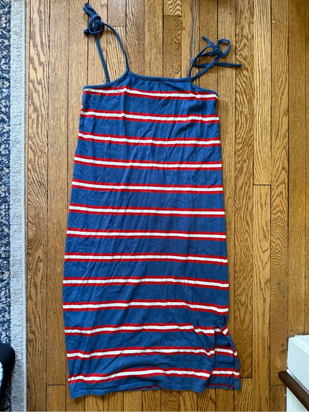 Marine Layer Blue Red & White Striped Tie-Shoulder Dress - Size Small